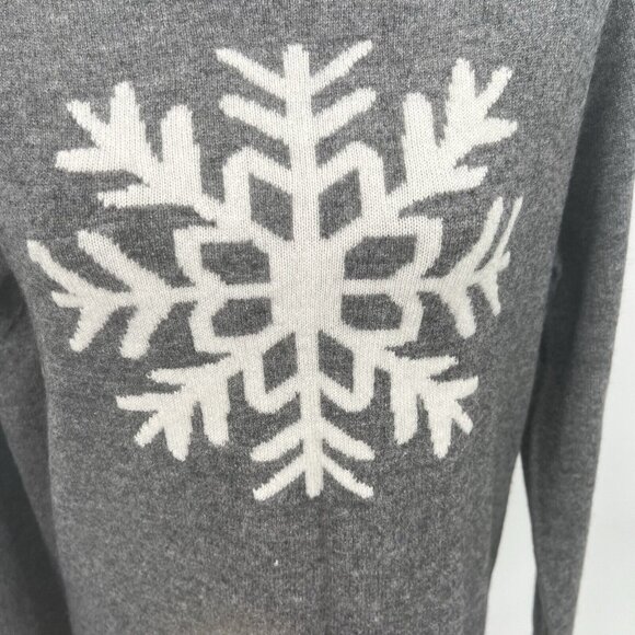 Philosophy Cashmere Snowflake Sweater Crew Neck Pullover Sz S Gray Cozy Classic - Picture 4 of 11